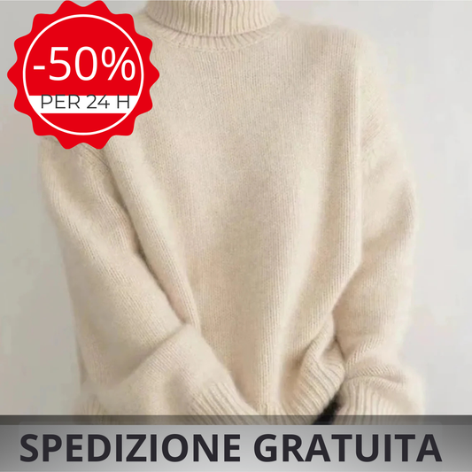Maglione in Cashmere Morbido con Collo Alto